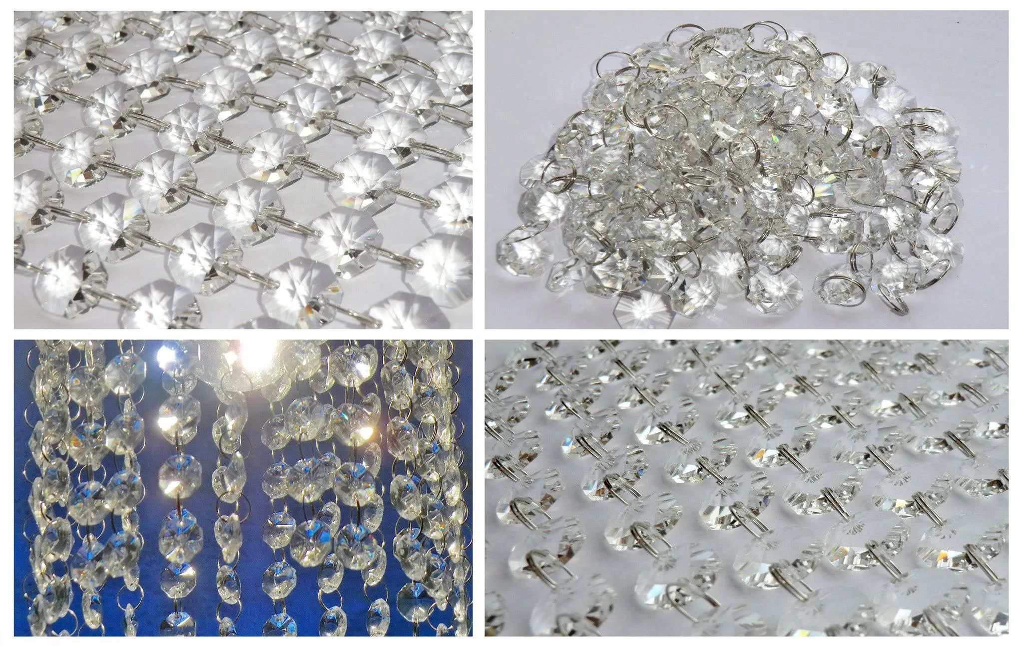 1 Strand Z 16mm Octagon Clear Transparent Chandelier Drops Cut Glass Crystals Garlands Beads Droplets colourless