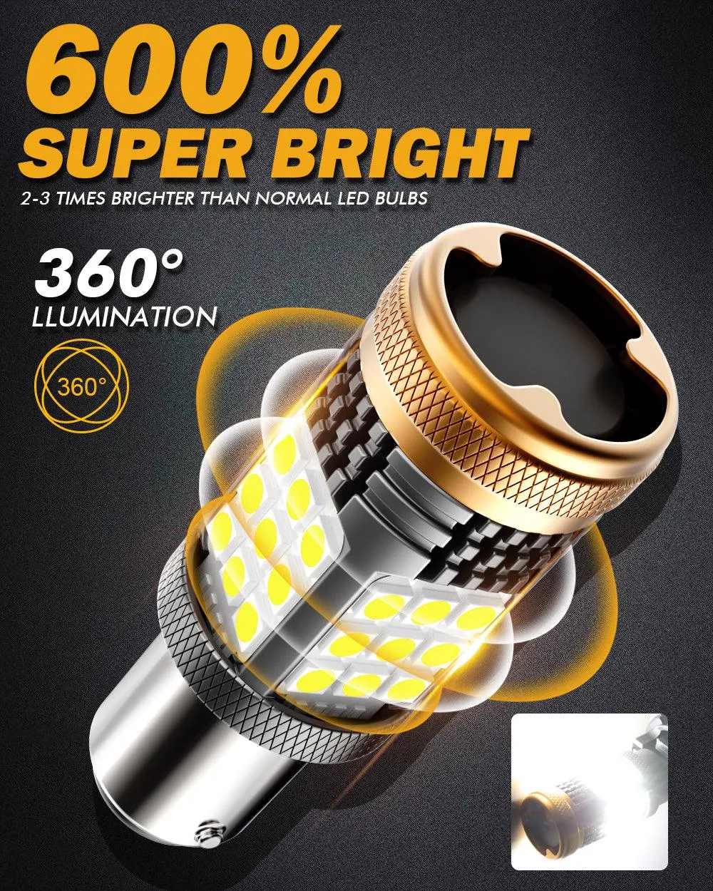 1157 BAY15D LED Backup Reverse/Turn Signal/Brake Tail Light Bulbs 56W 600% High Brightness CAN-Bus Error Free 6500K White B21 Series | 2 Bulbs