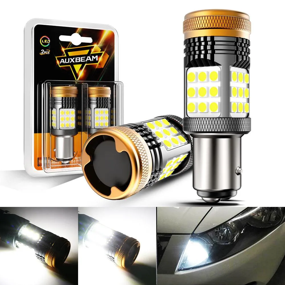 1157 BAY15D LED Backup Reverse/Turn Signal/Brake Tail Light Bulbs 56W 600% High Brightness CAN-Bus Error Free 6500K White B21 Series | 2 Bulbs