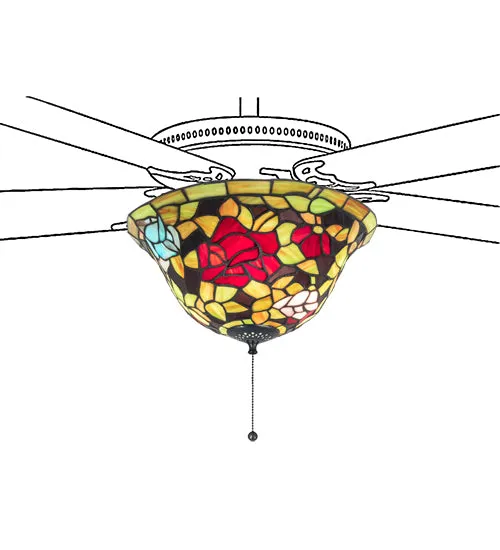 12"W Tiffany Rosebush Fan Light Shade