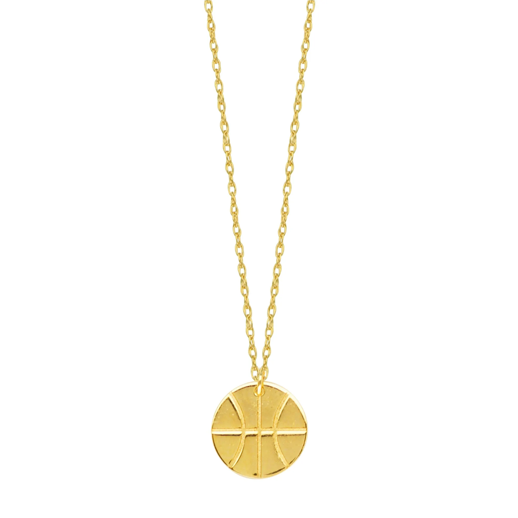 14K Yellow Gold Mini Basketball Pendant Necklace, 16" To 18" Adjustable