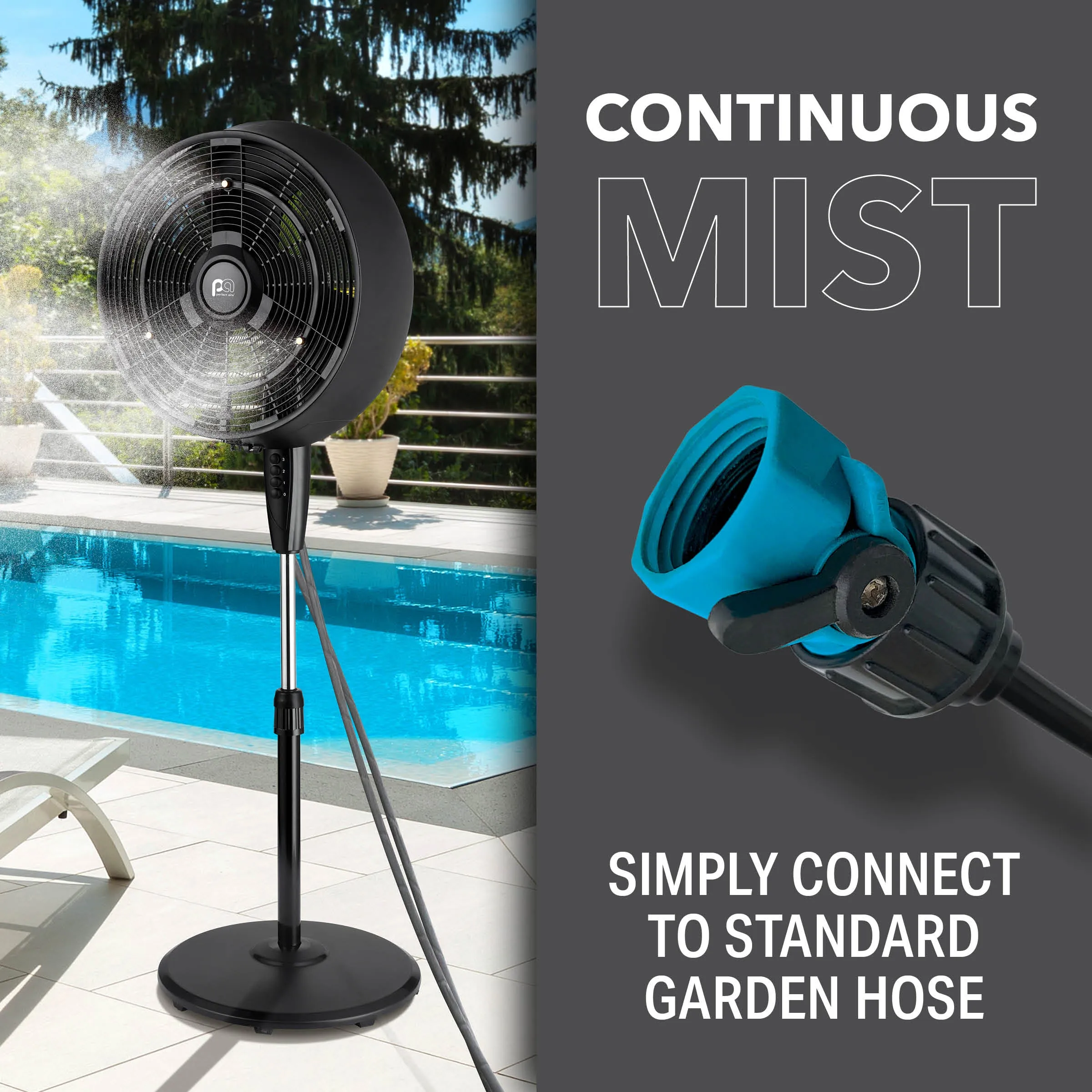 18" Outdoor Misting Fan, 2400 CFM