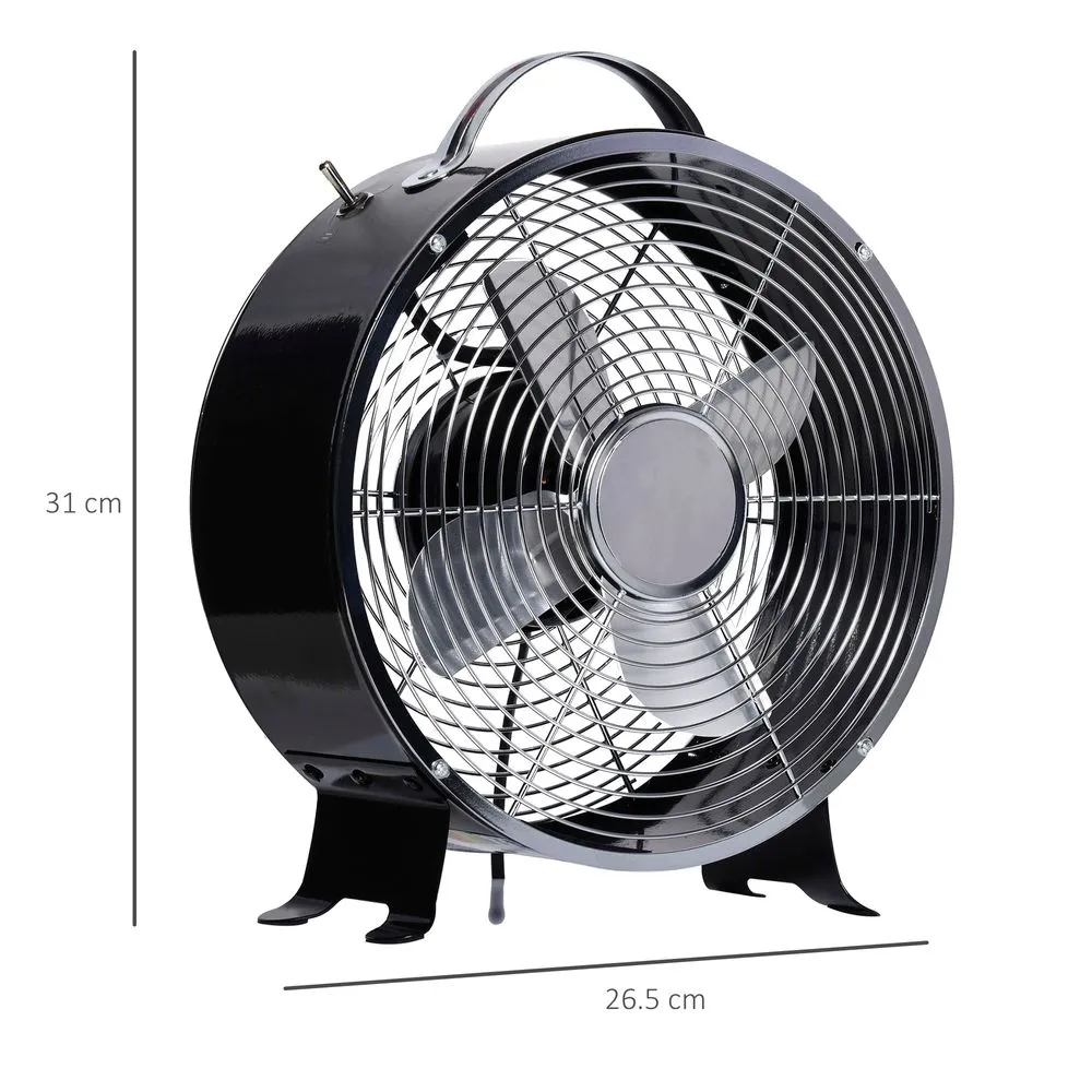 26cm 2-Speed Electric Fan  Safe Guard Anti-Slip Feet Home Office Black HOMCOM