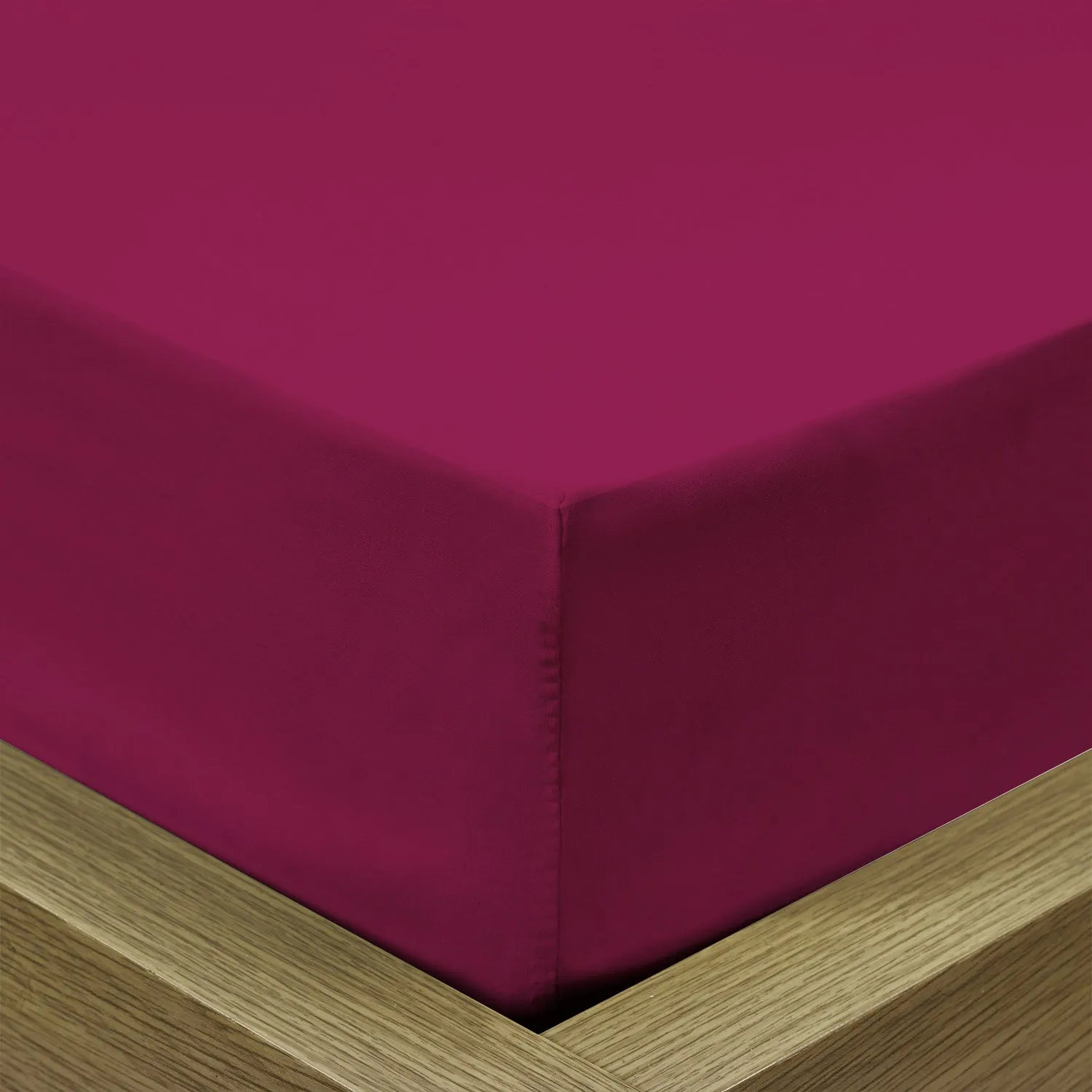 3 Piece Fitted Sheet Set Super Soft Burgundy Super King Size 200x200 30cm with 2 Pillow Case