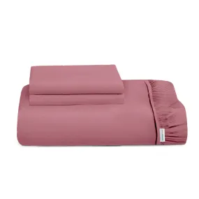 3 Piece Fitted Sheet Set Super Soft Mauve Single Size 90x200 20cm with 2 Pillow Case