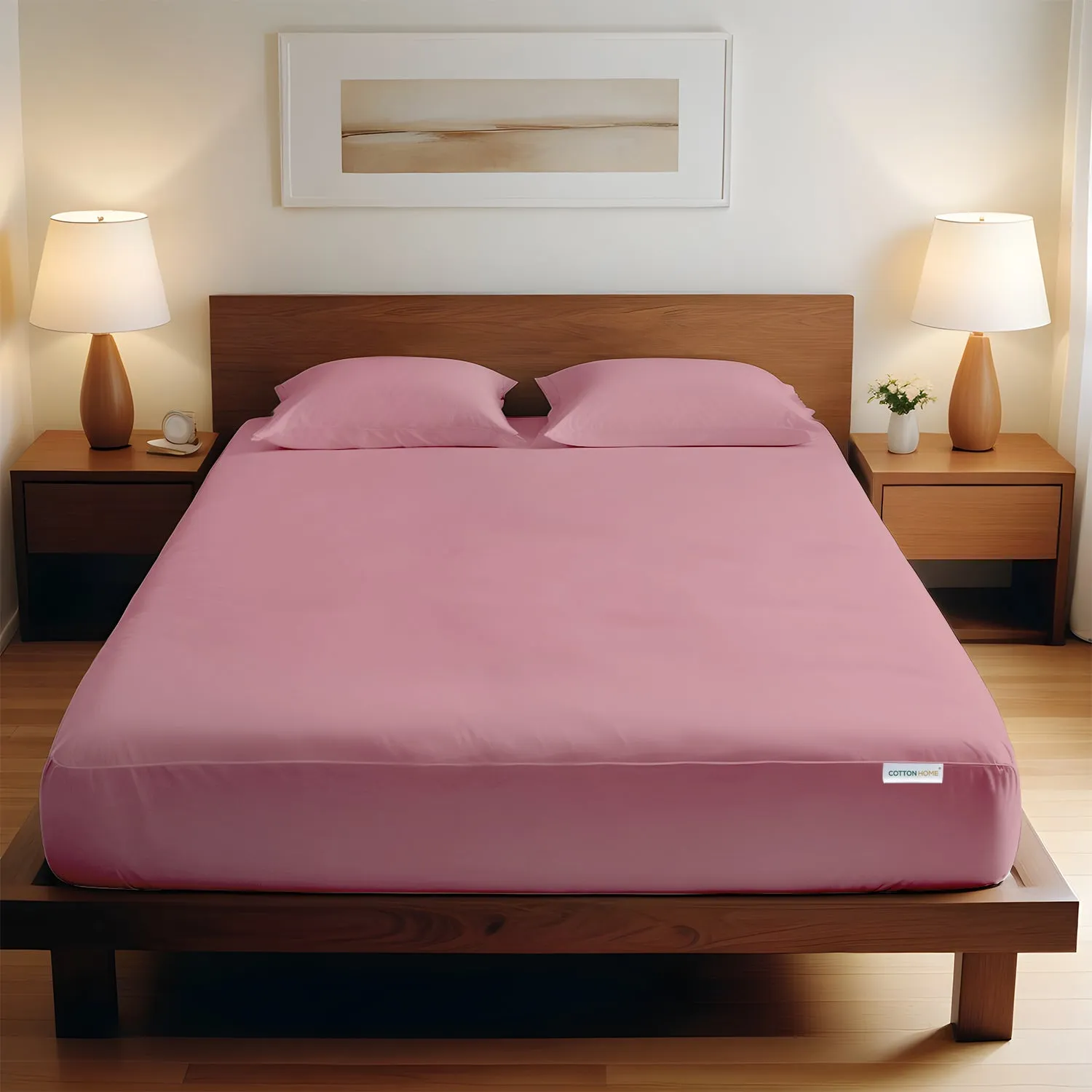 3 Piece Fitted Sheet Set Super Soft Mauve Single Size 90x200 20cm with 2 Pillow Case