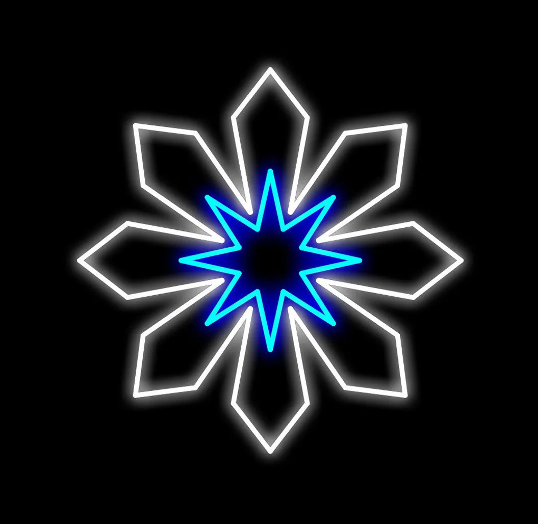 3' Pure White and Blue LED Snowflake