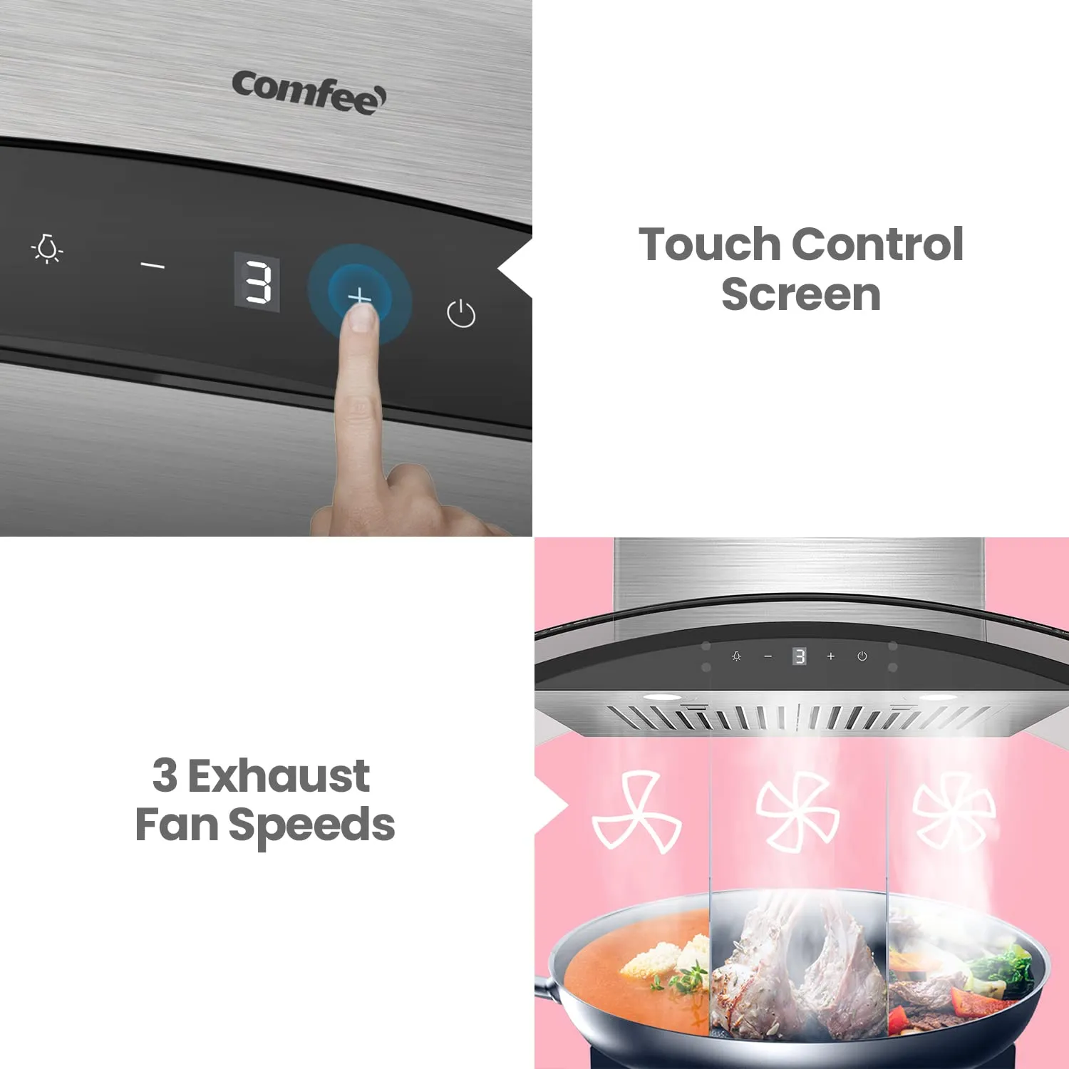 30" Curved Glass Gesture Sensing Control Range Hood