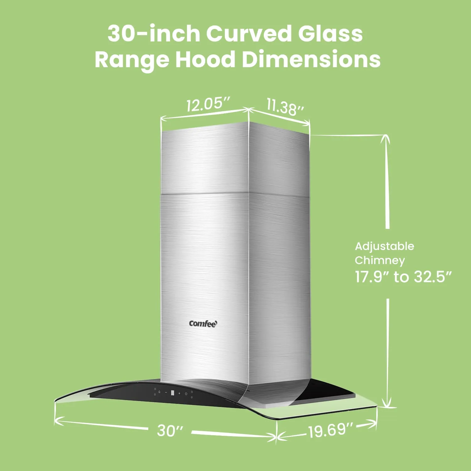 30" Curved Glass Gesture Sensing Control Range Hood