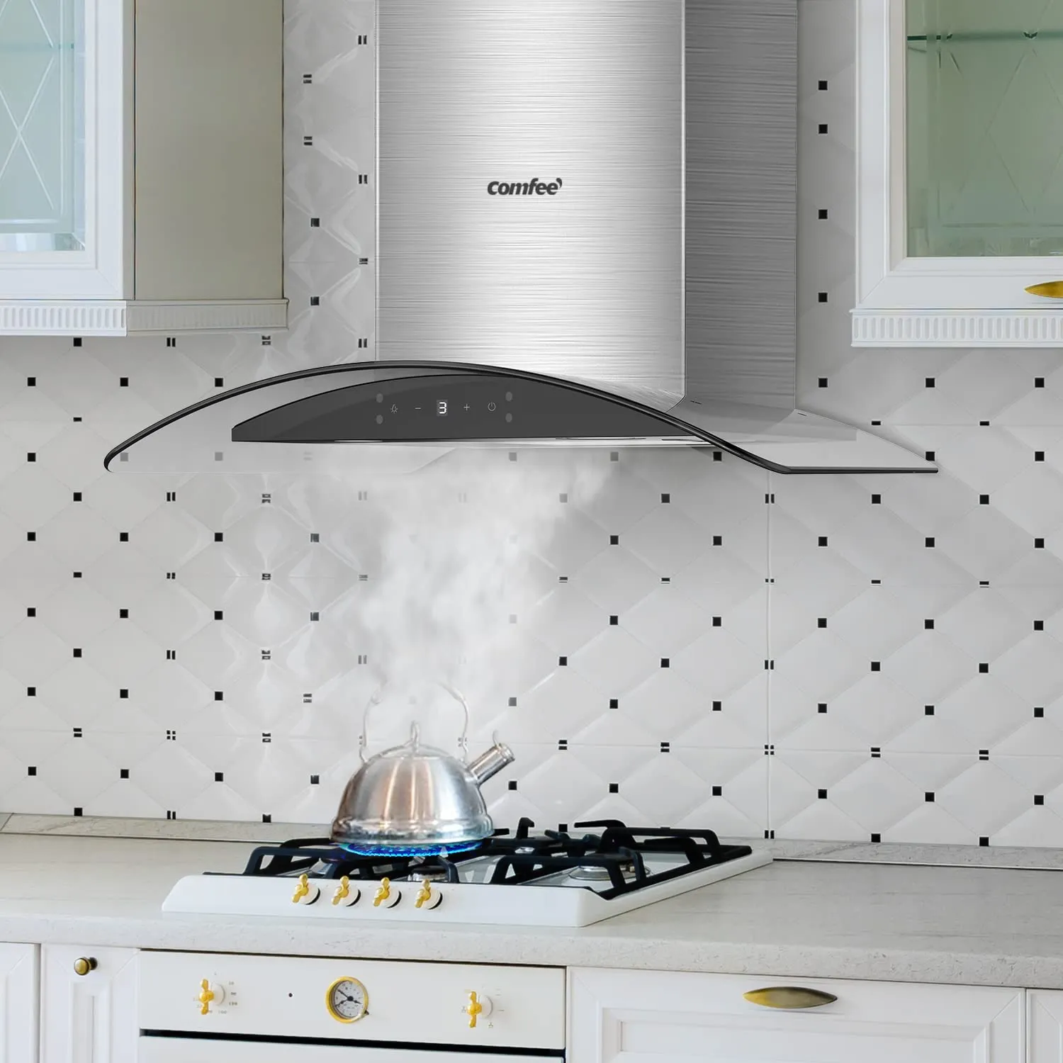 30" Curved Glass Gesture Sensing Control Range Hood