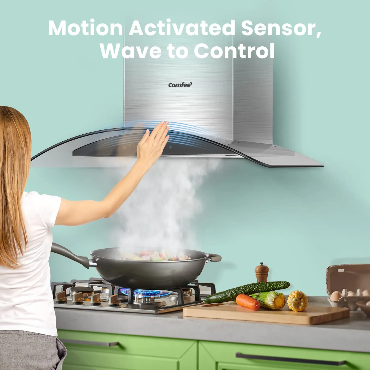 30" Curved Glass Gesture Sensing Control Range Hood