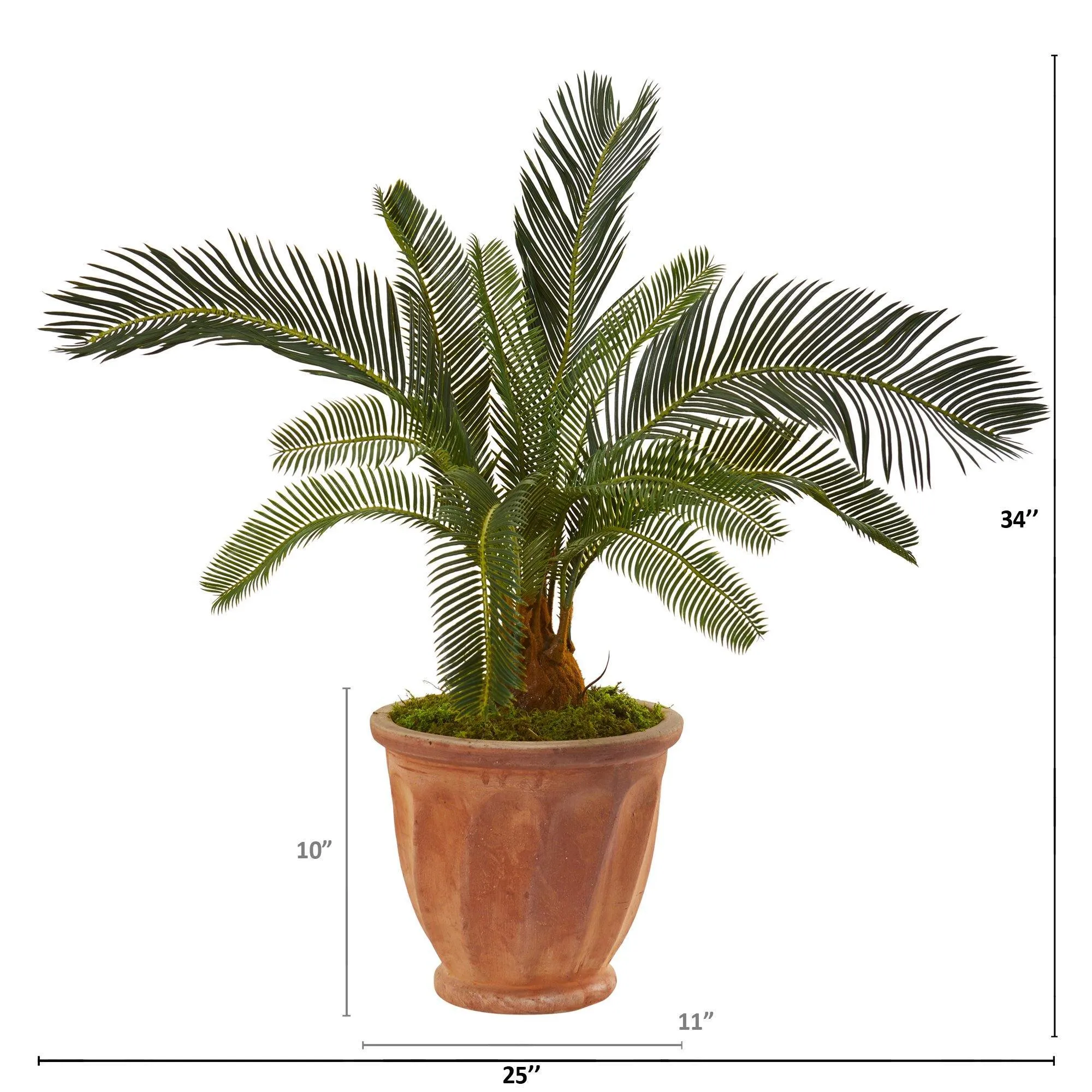 34” Cycas Artificial Plant in Orange Planter