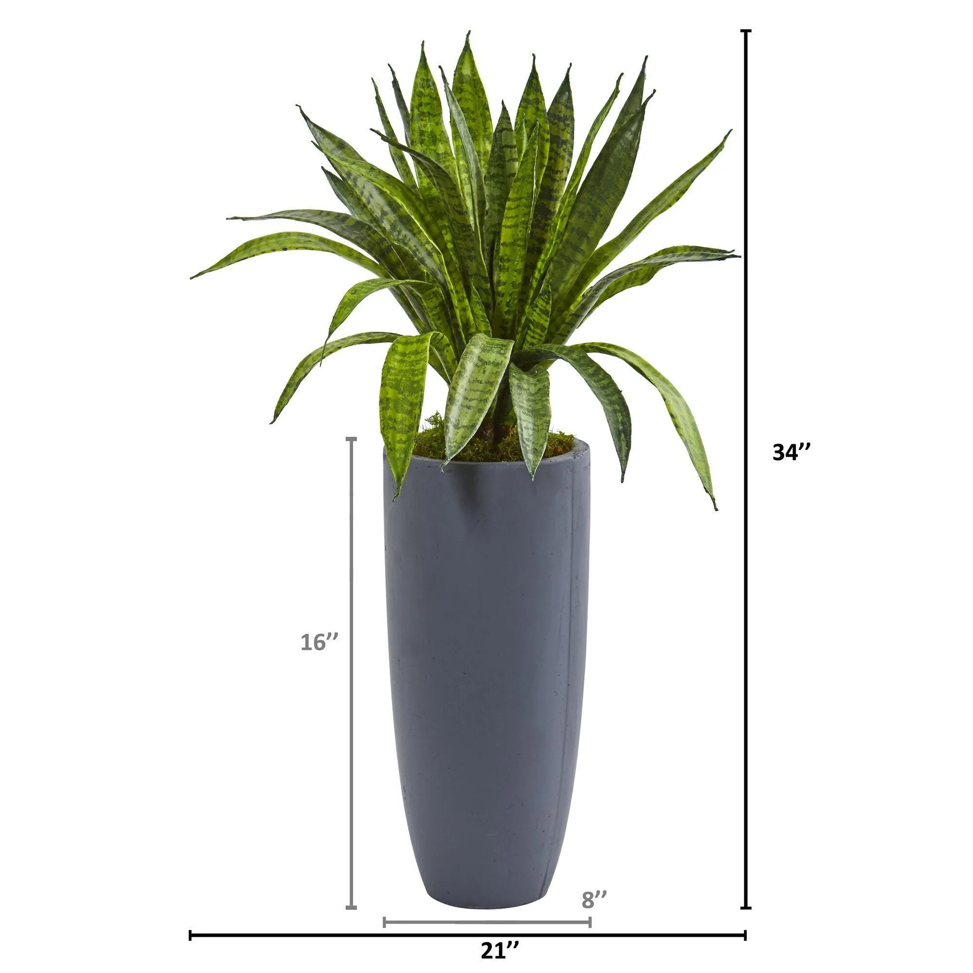 34” Sansevieria Artificial Plant in Gray Planter