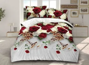 3D 4piece Bedding Set Duvet Cover Colorful Fitted Sheet Complete Floral Printed Set & 2 Pillowcases (310)