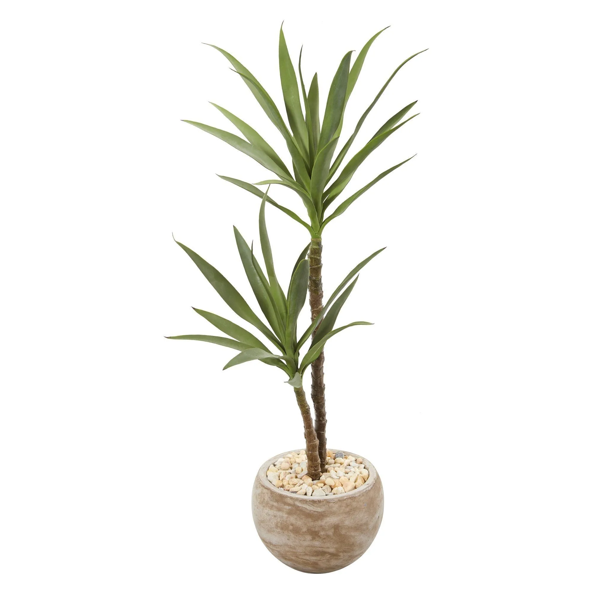 4’ Double Yucca Artificial Plant in Sand Colored Planter