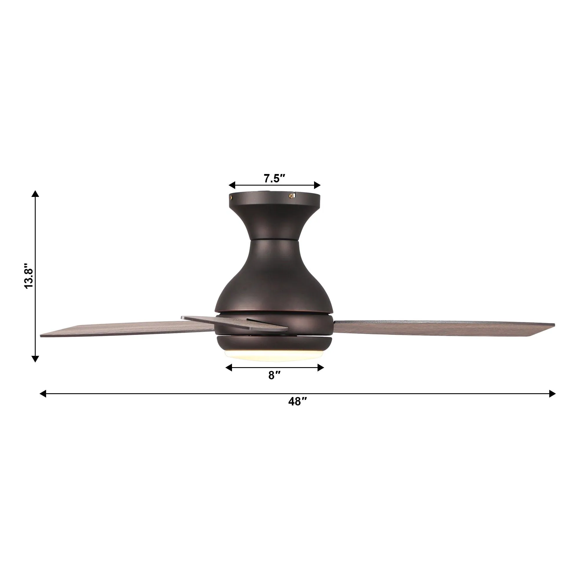 48" Beckette Farmhouse Flush Mount Reversible Ceiling Fan with Lighting and Remote Control