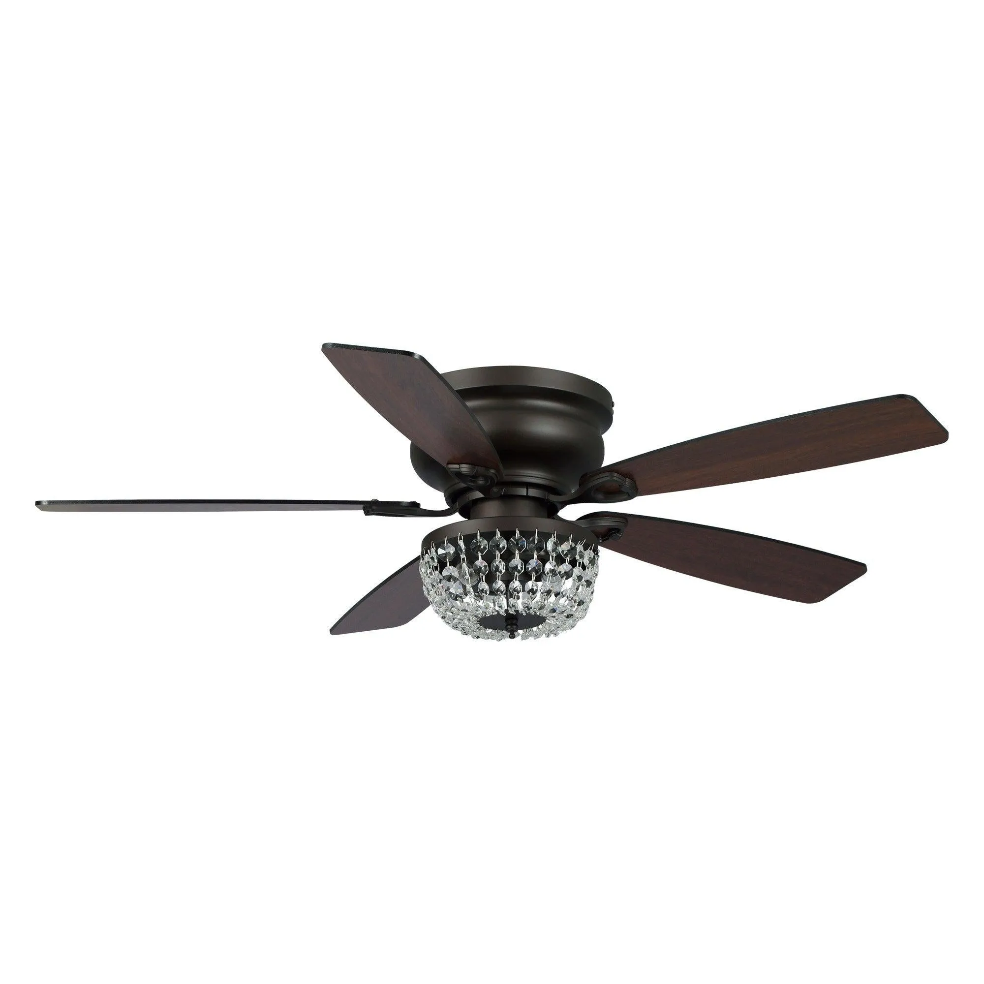 48" Modern Flush Mount Reversible Crytsal Ceiling Fan with Lighting and Remote Control