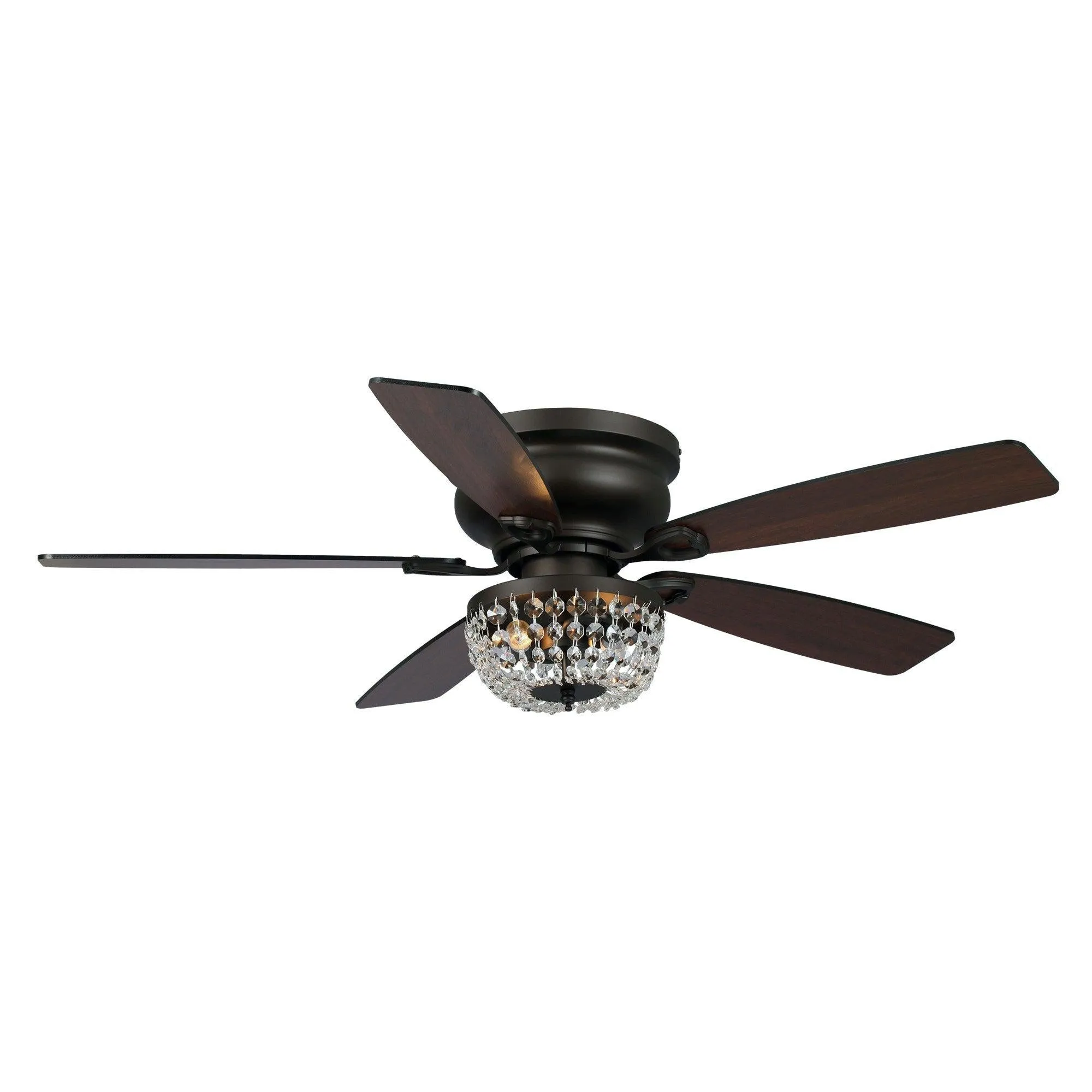 48" Modern Flush Mount Reversible Crytsal Ceiling Fan with Lighting and Remote Control