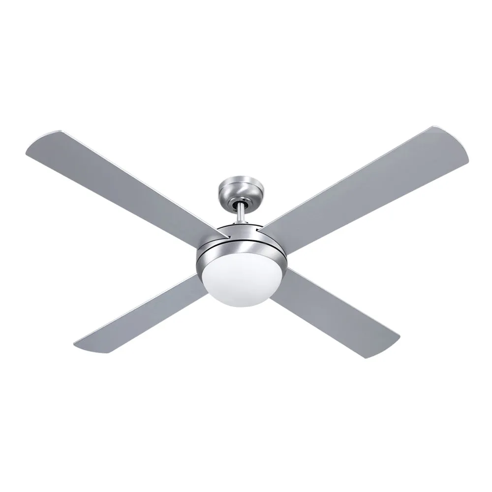 52'' Ceiling Fan AC Motor w/Light w/Remote Summer Winter - Silver