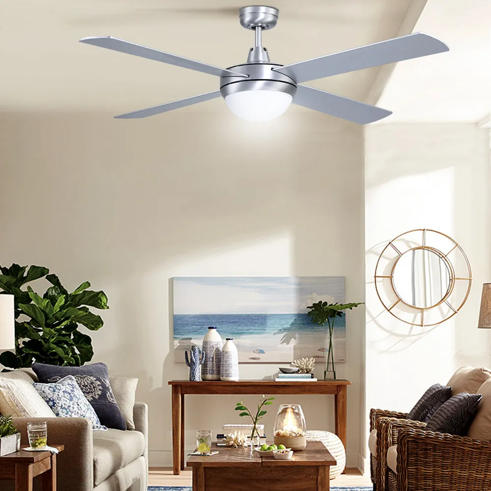 52'' Ceiling Fan AC Motor w/Light w/Remote Summer Winter - Silver