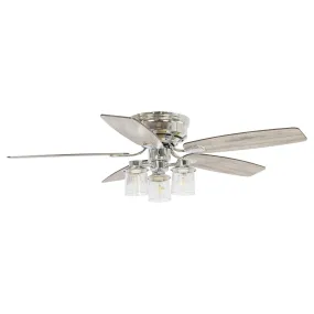 52" Bangatore Traditional Chrome Flush Mount Reversible Ceiling Fan with Lighting and Remote Control