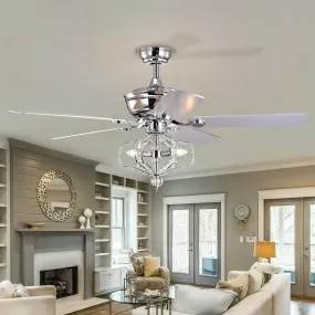 52" Chrome Crystal Chandelier American Retro Ceiling Fan Reversible 3-speed Silent Ceiling Fan