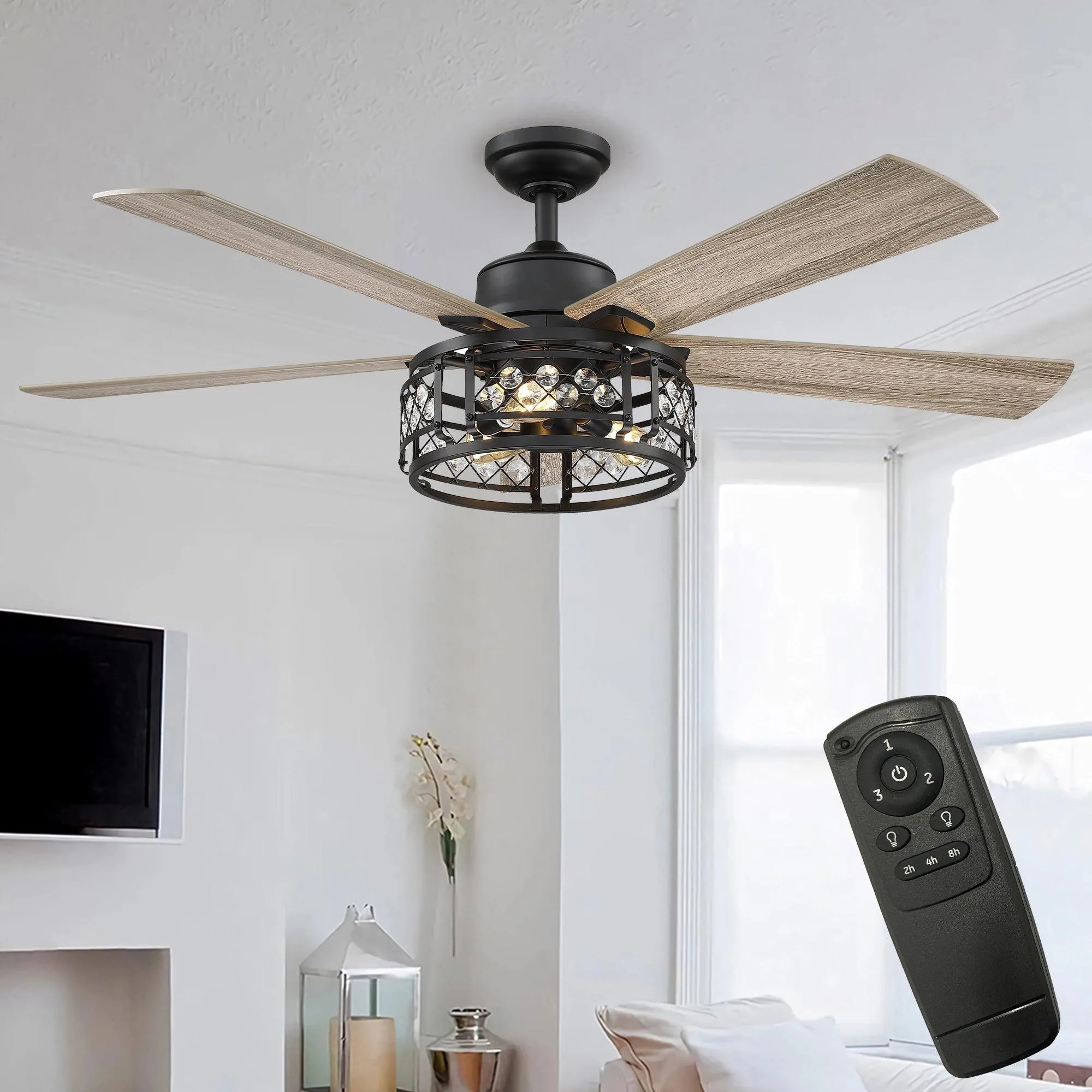 52" Divisadero Farmhouse Ceiling Fan with Remote Control