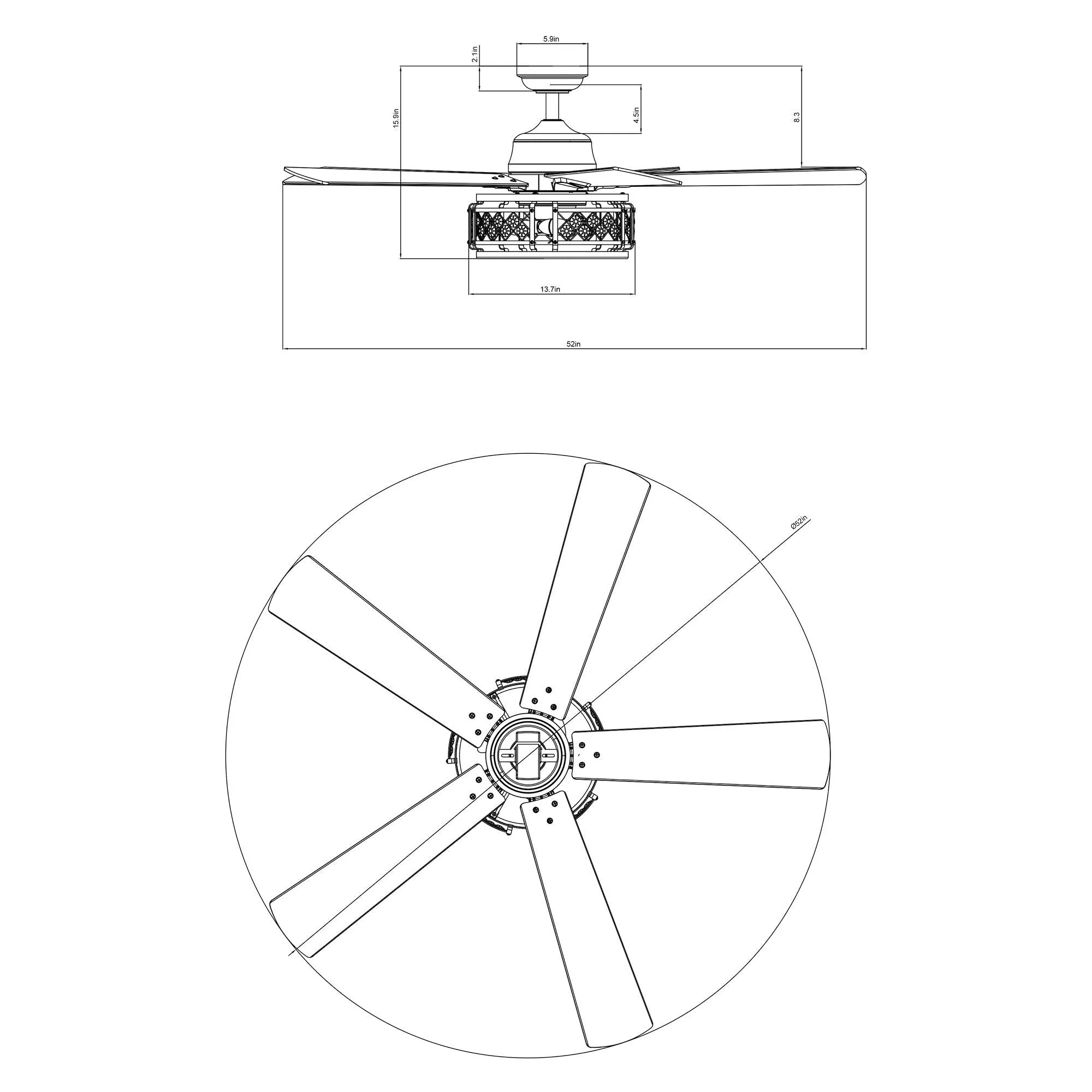 52" Divisadero Farmhouse Ceiling Fan with Remote Control