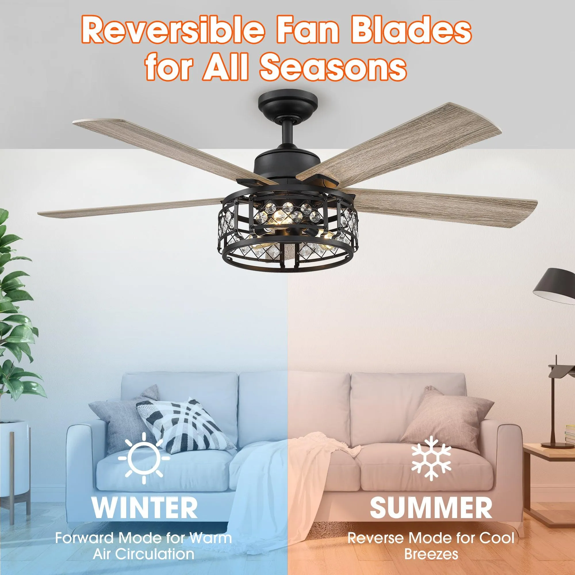 52" Divisadero Farmhouse Ceiling Fan with Remote Control