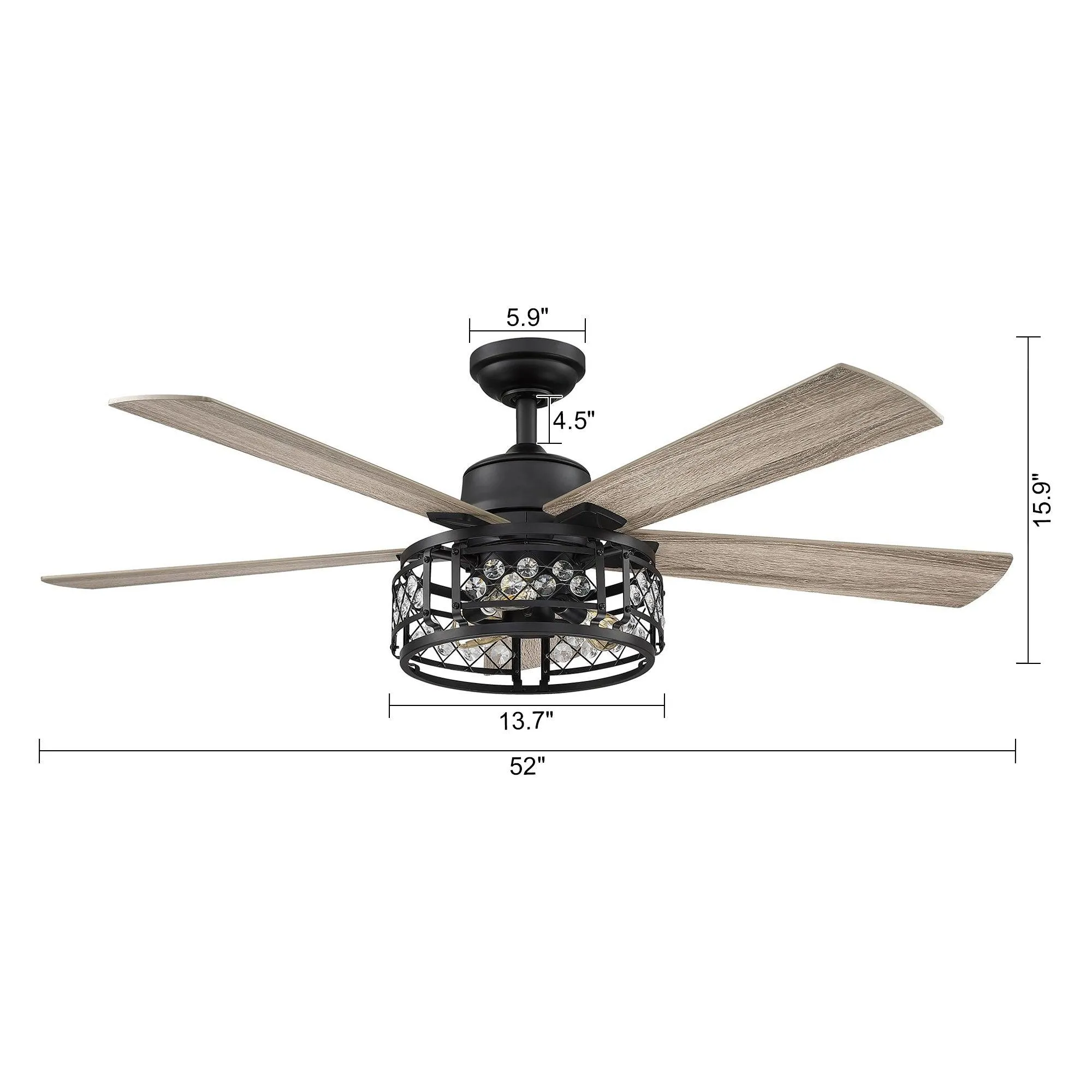 52" Divisadero Farmhouse Ceiling Fan with Remote Control