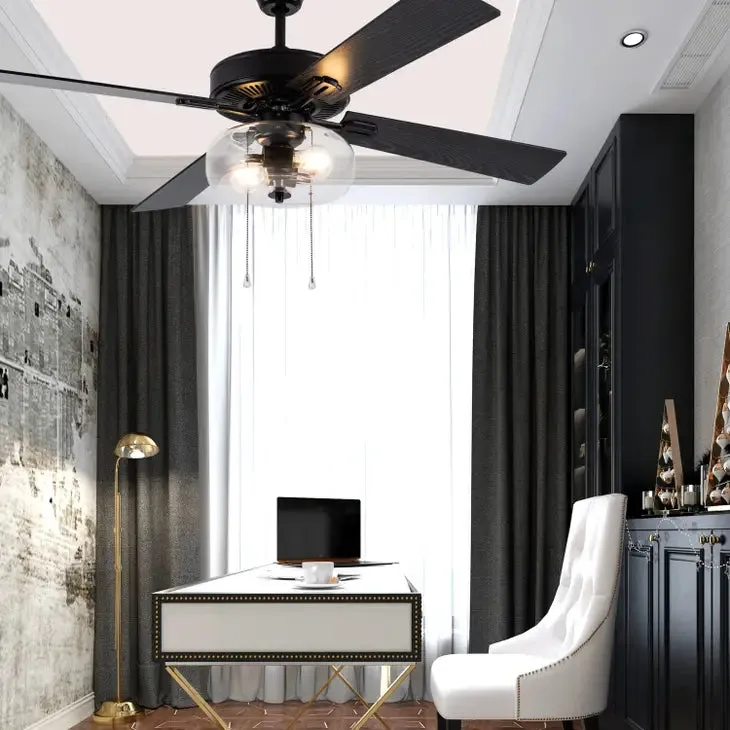 52"W Milo Black 4-Blade LED Ceiling Fan