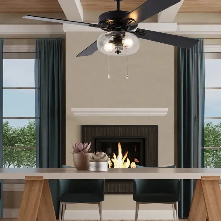 52"W Milo Black 4-Blade LED Ceiling Fan