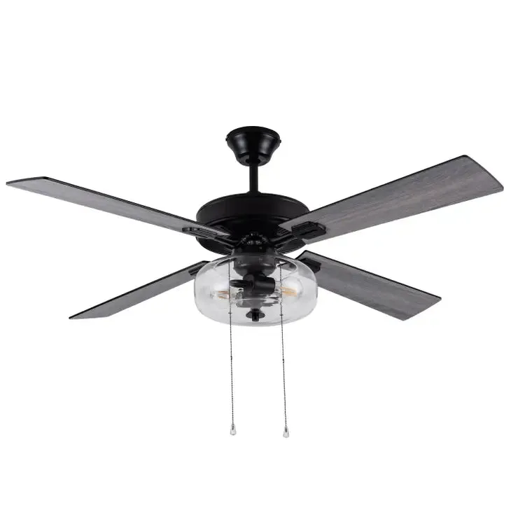 52"W Milo Black 4-Blade LED Ceiling Fan