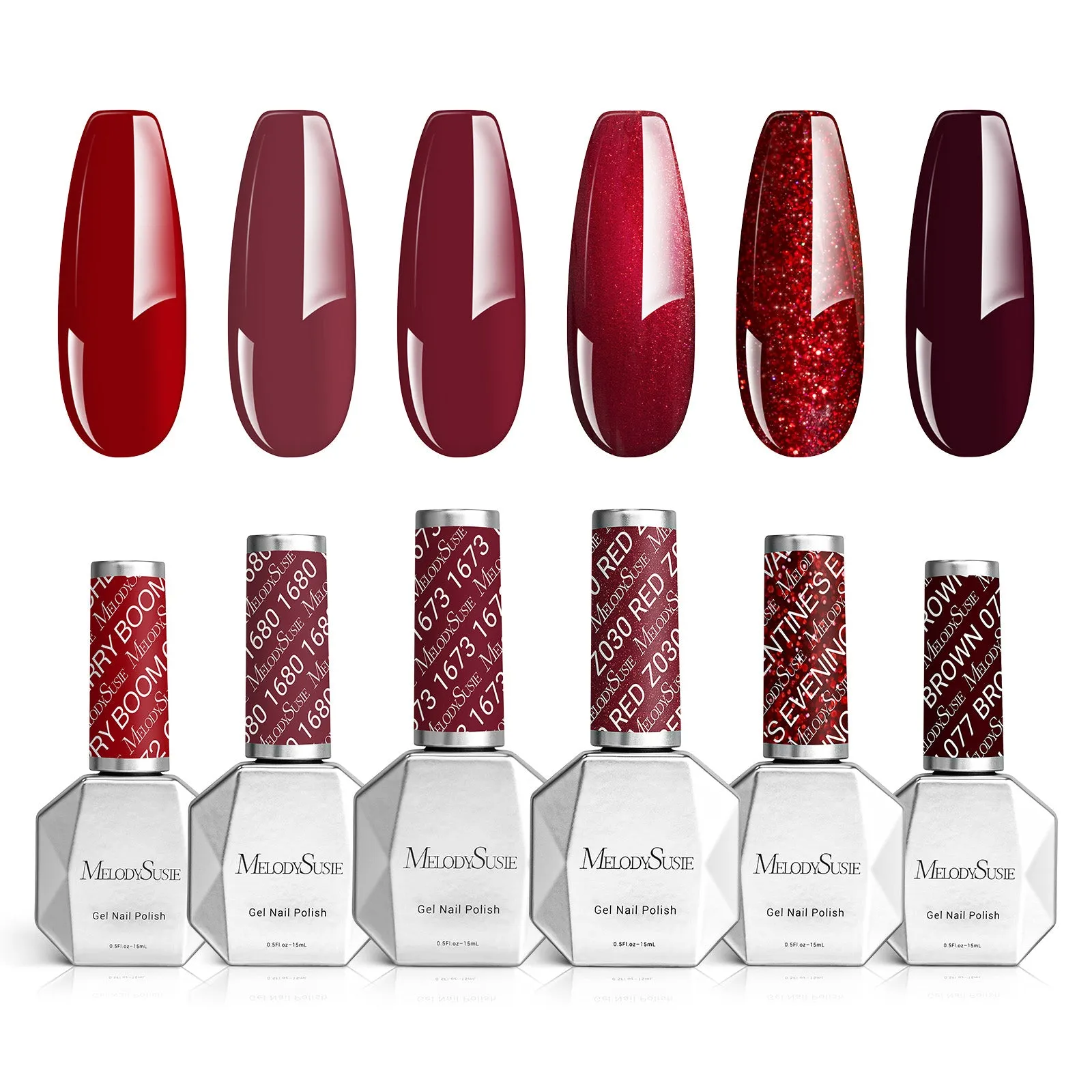 6 Colors Thick Gel Nail Polish Set 15ml -Charm Red