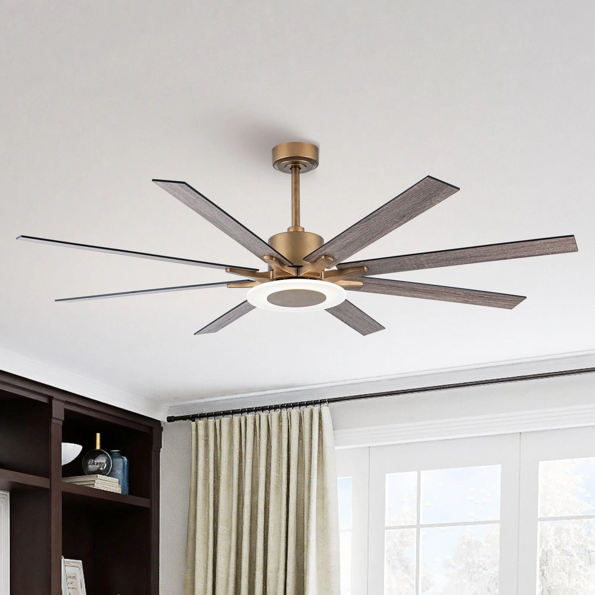 65" Godavari Industrial Downrod Mount Reversible Ceiling Fan with LED Lighting and Remote Control