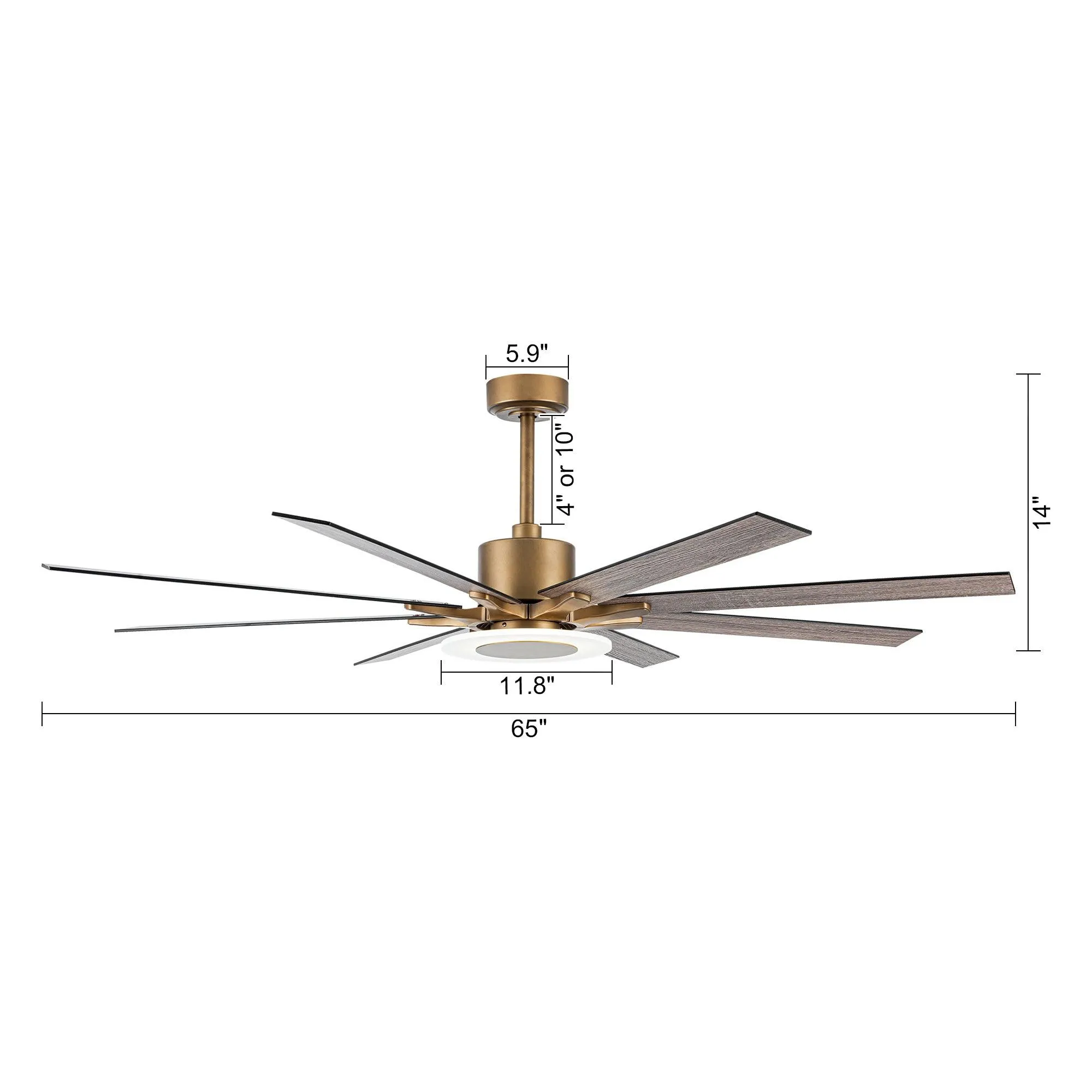 65" Godavari Industrial Downrod Mount Reversible Ceiling Fan with LED Lighting and Remote Control