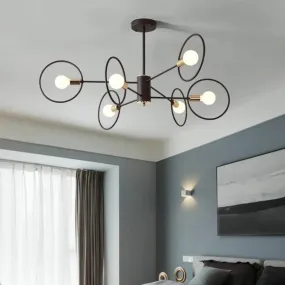 6/8/12-Head Tiered Circle Pendant Chandelier - Loft Style Coffee Iron Ceiling Light for Living Room