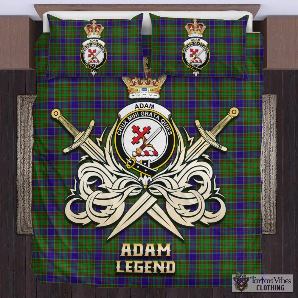 Adam Tartan Bedding Set with Clan Crest and the Golden Sword of Courageous Legacy