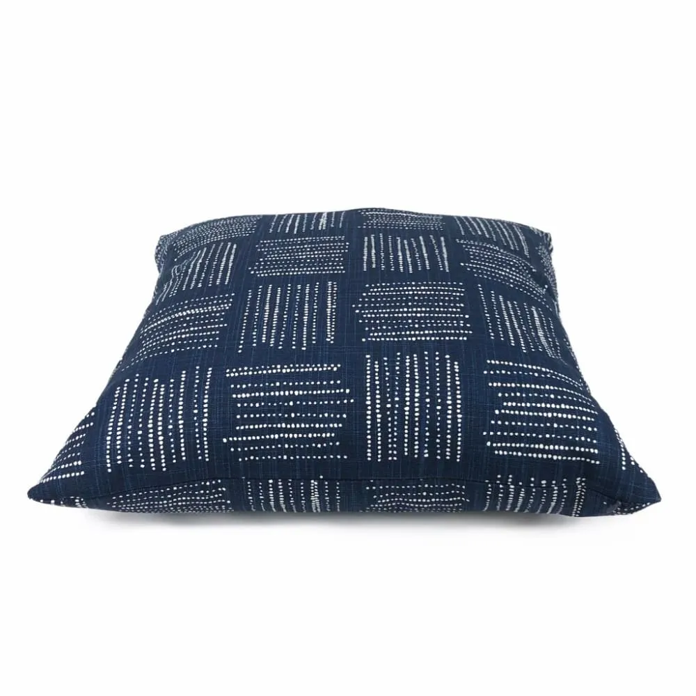 Akino Navy Blue White Crosshatch Blocks Pillow Cover