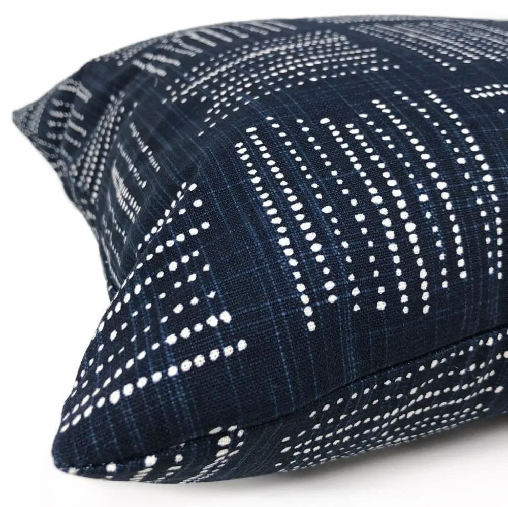 Akino Navy Blue White Crosshatch Blocks Pillow Cover