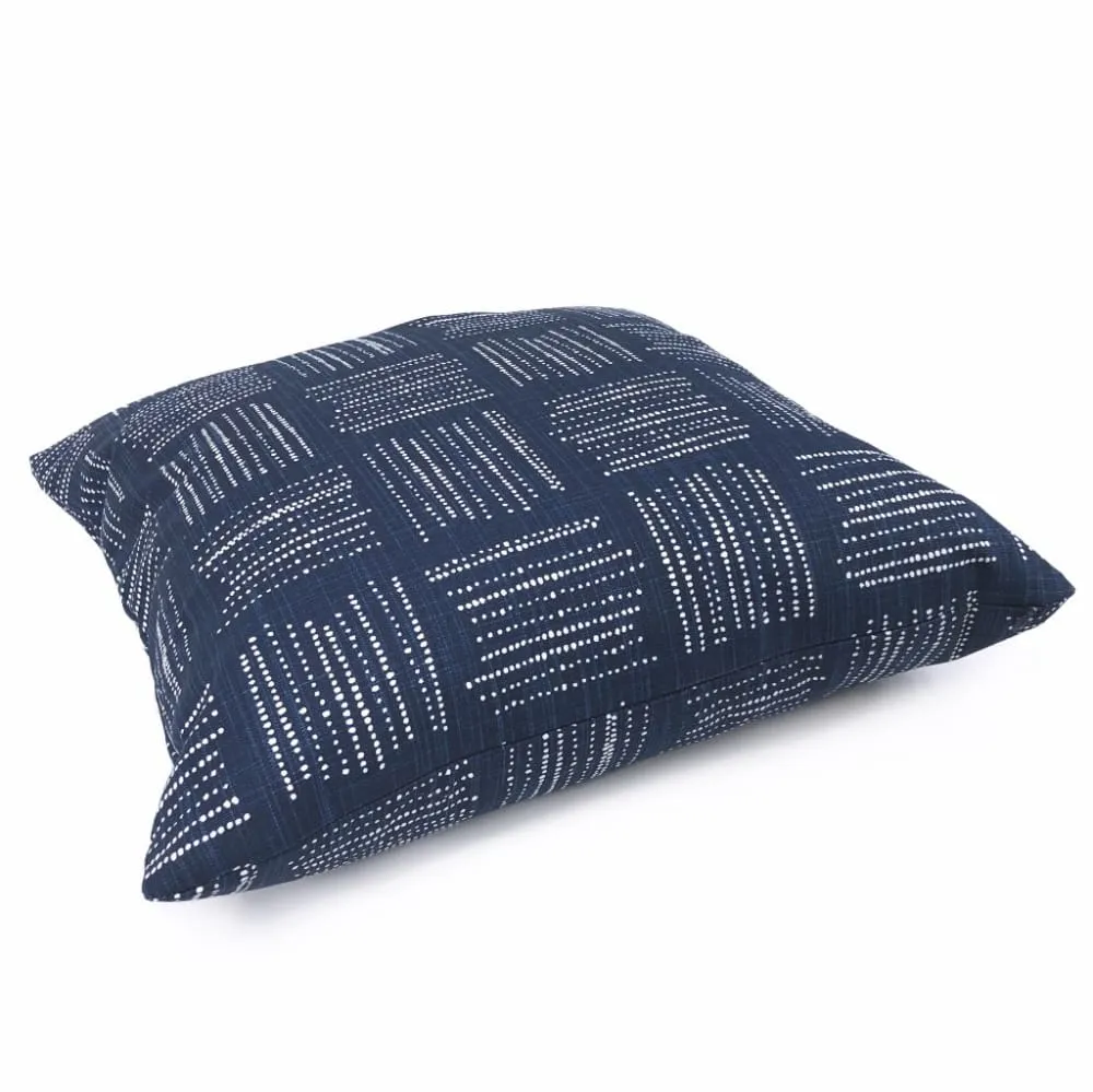 Akino Navy Blue White Crosshatch Blocks Pillow Cover