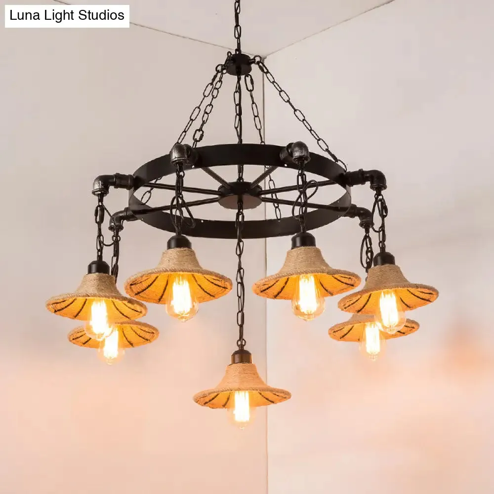 Almach - Stylish Warehouse Chandelier Light: Beige Metal Hanging Lamp  with