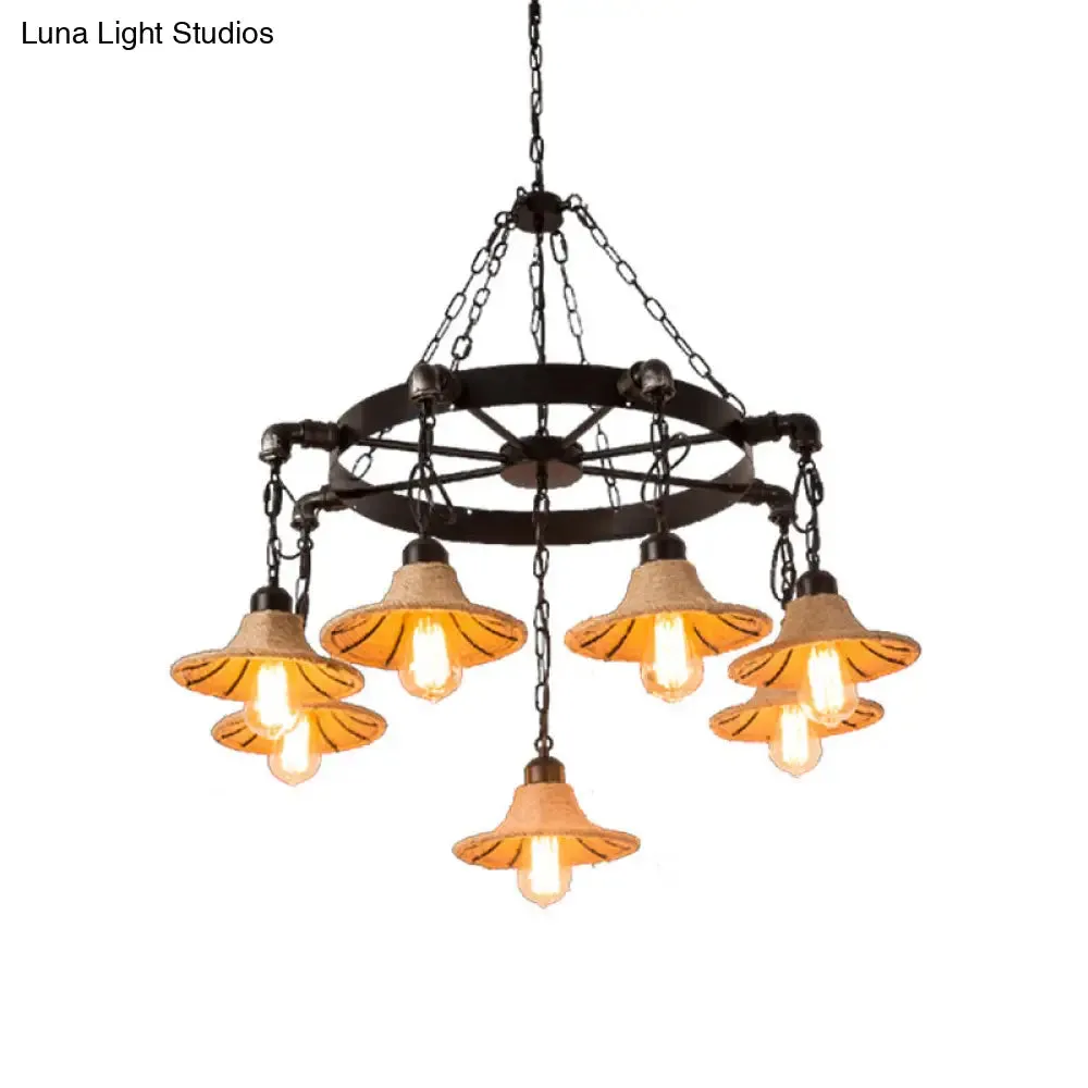 Almach - Stylish Warehouse Chandelier Light: Beige Metal Hanging Lamp  with