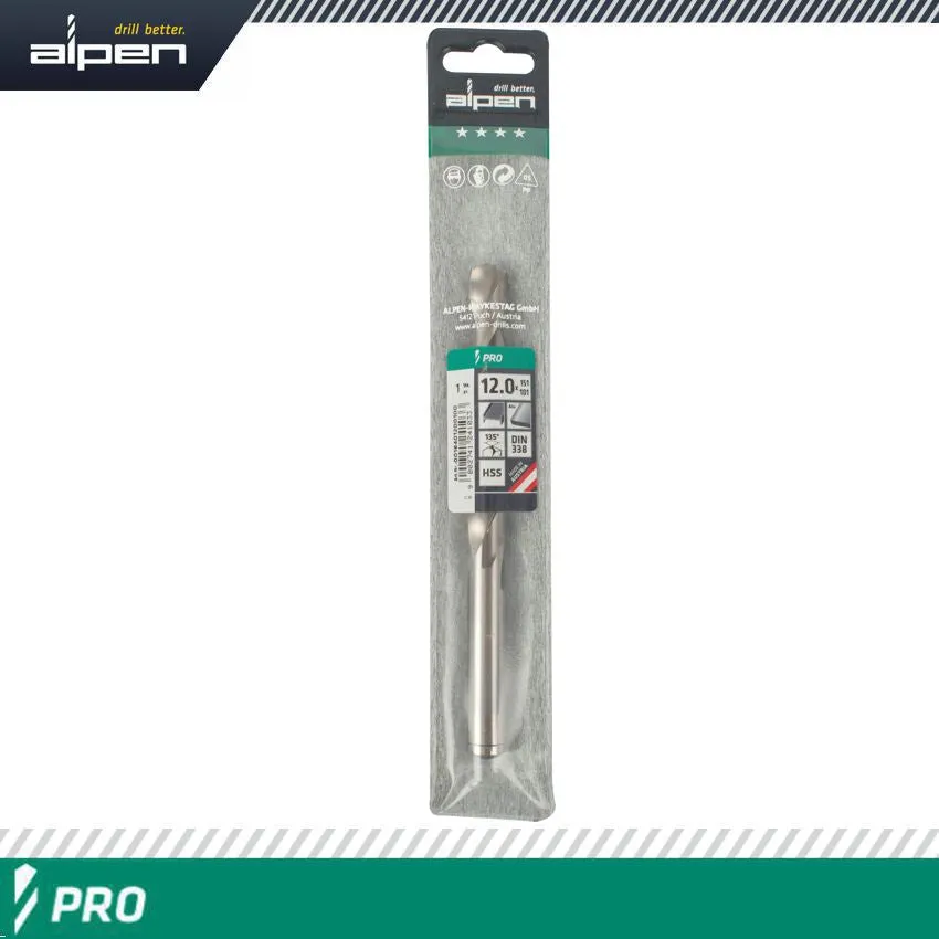 ALPEN ALPEN PRO HSS 12MM DRILL DIN 338 RN 135 SPLIT POINT PLASTIC WALLET ALP1840120