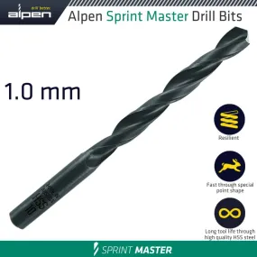 ALPEN HSS SPRINT MASTER 1MM X1  61501 SLEEVED DIN338 ALPEN DRILL BIT ALP61401-1