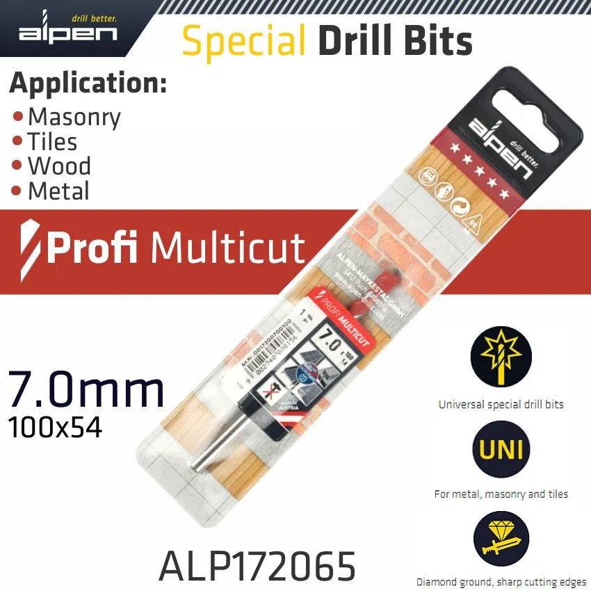 ALPEN PROFI MULTICUT DRILL BIT 6.5MMX100MM ALP172065