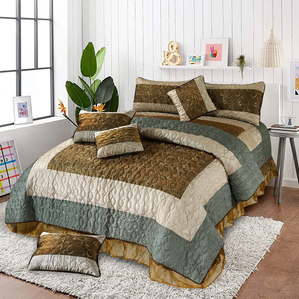 Alpine 6 Pcs Bedding Set with Filled Comforter Rust Brown