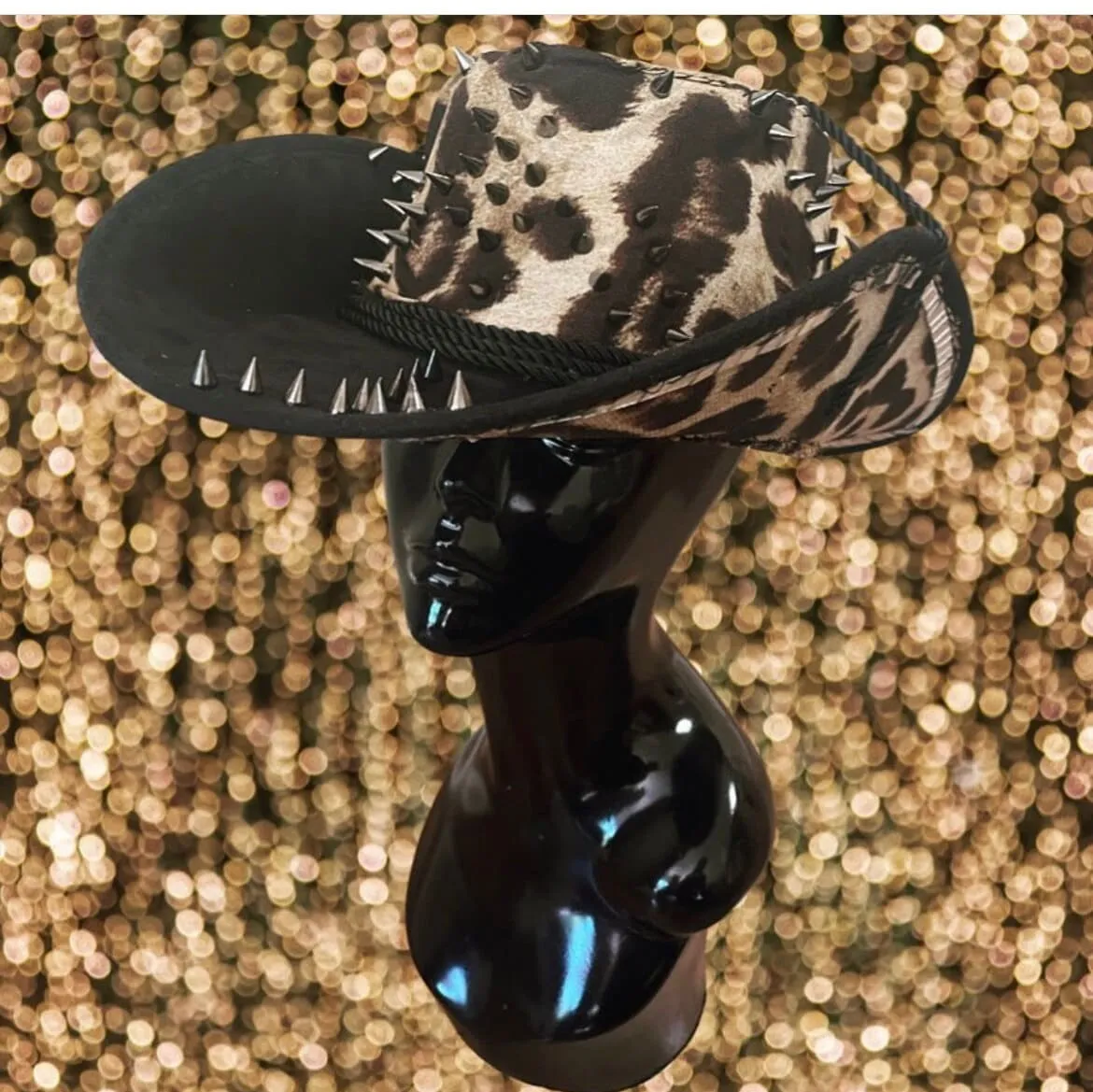 Animalia Leopard-Print Studded Western Hat