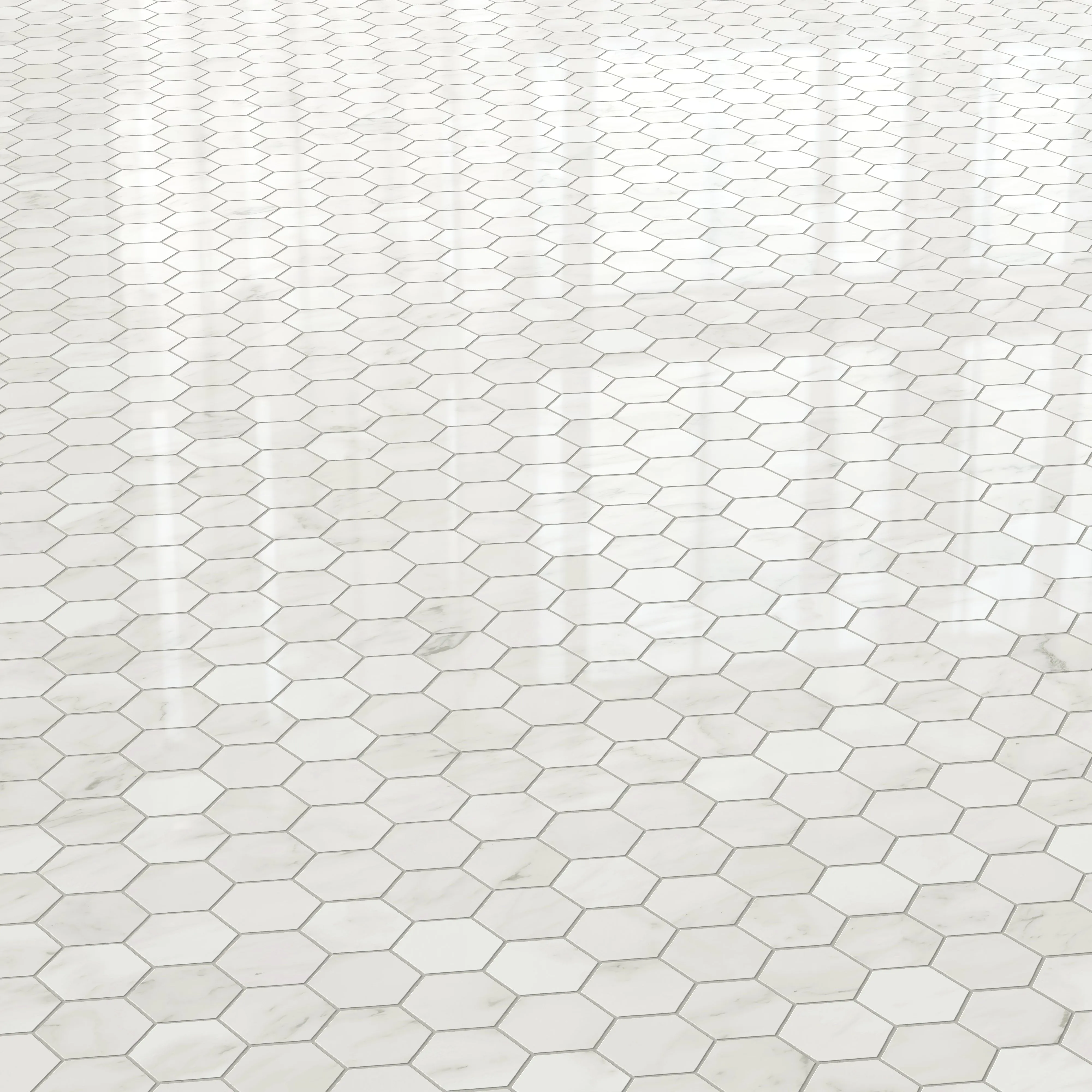 Aniston 2x2 Polished Porcelain Hexagon Mosaic Tile in Carrara Bianco