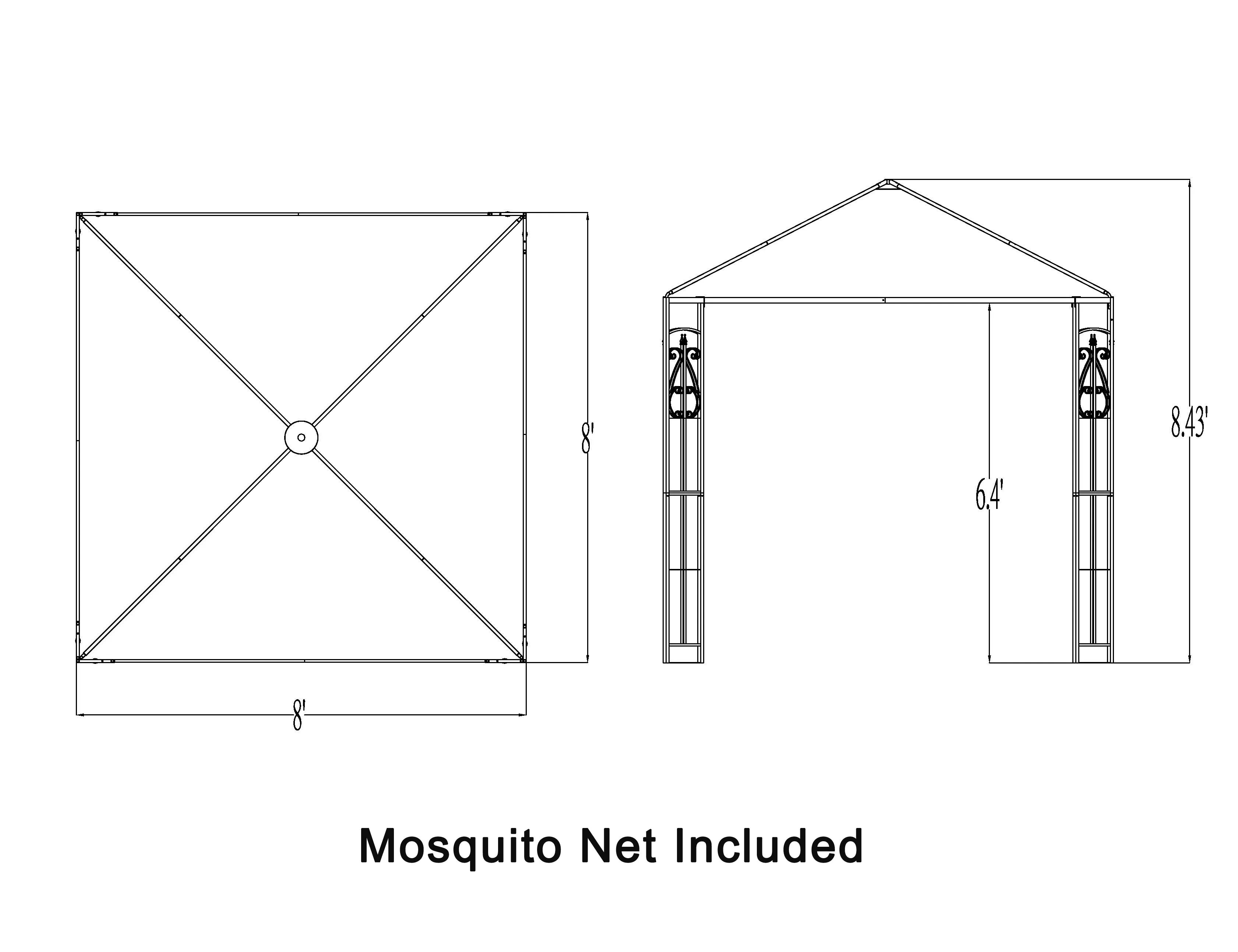 APEX GARDEN 8 ft. x 8 ft. Rococo Gazebo with Mosquito Net